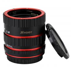 SHOOT Red Metal Auto Focus Macro Extension Tube Set for Canon SLR Cameras EF EF-S Lens